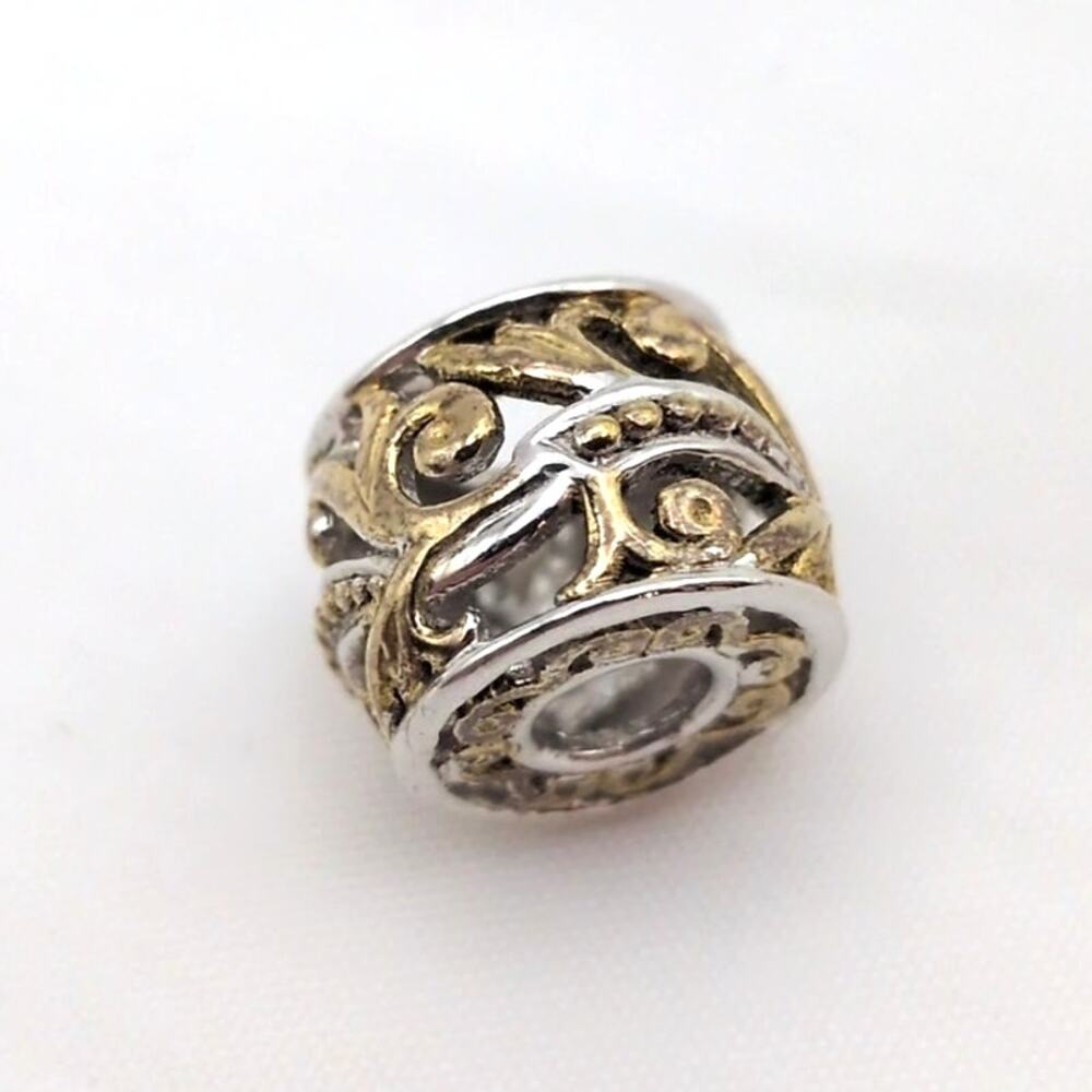 Gems En Vogue Michael Valitutti Sterling Silver Scroll Barrel Slide On Charm